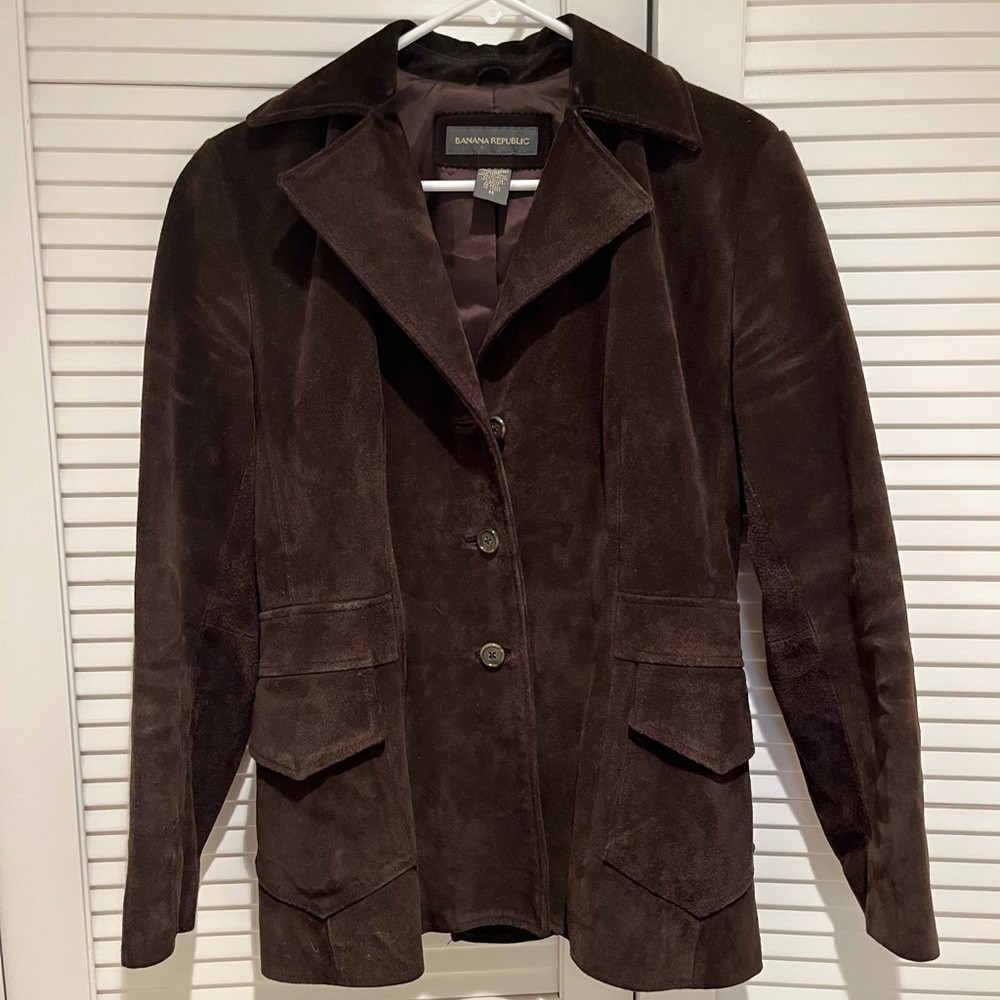 Banana Republic Dark Brown Suede Leather Jacket